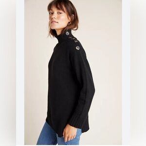Anthropology black Margarita exaggeration collar soft transitional sweater M